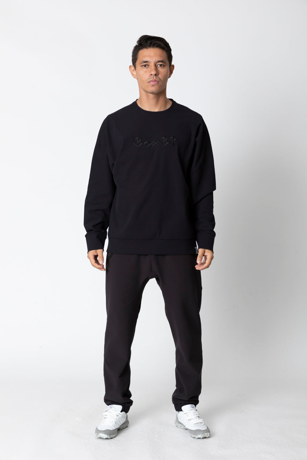 新品【FRAMeWORK】コットンリヨセルボートネックSWEAT ブラック BBRワッフルクルー